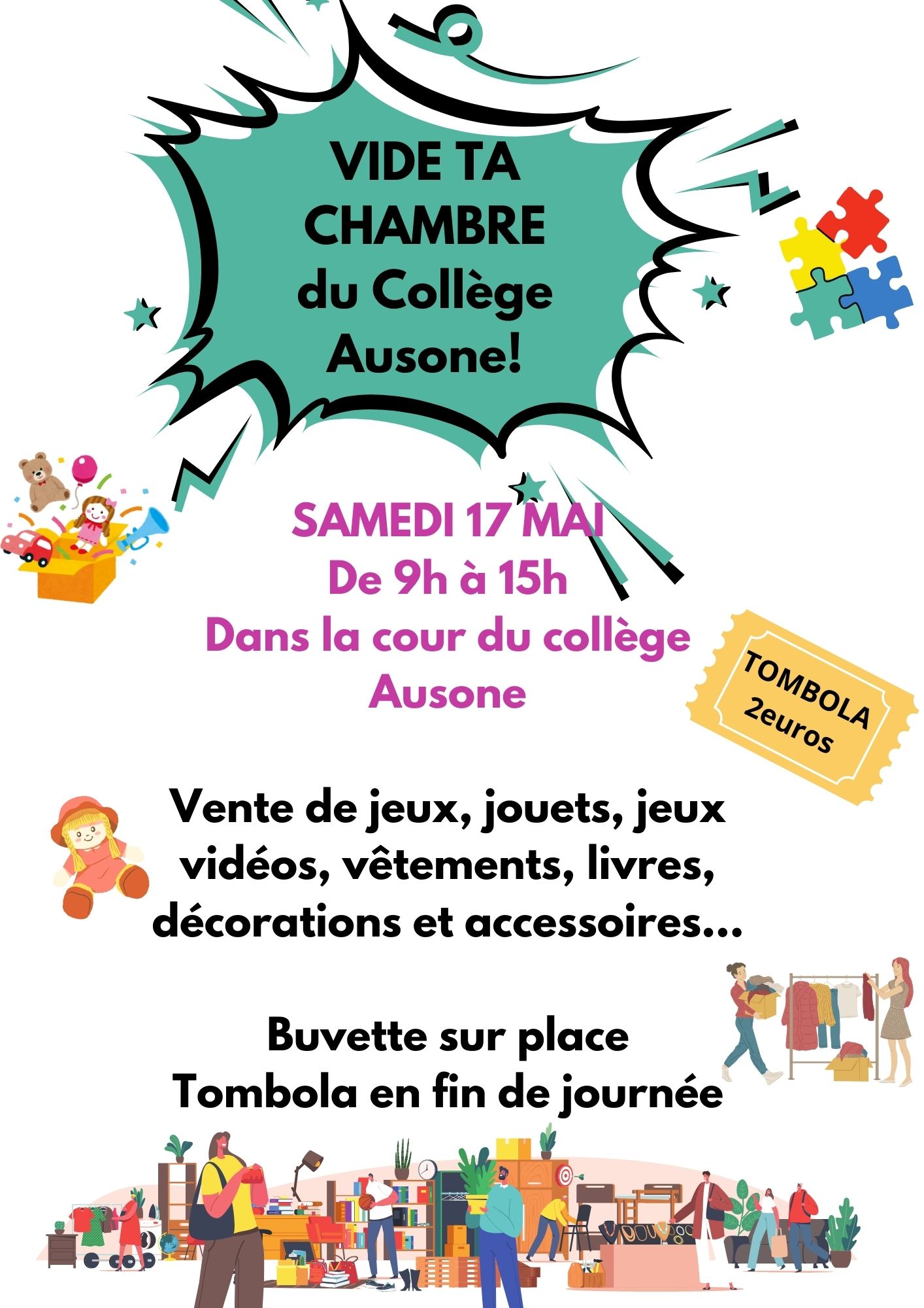 Affiche vide ta chambre du collège Ausone 17 mai 2025